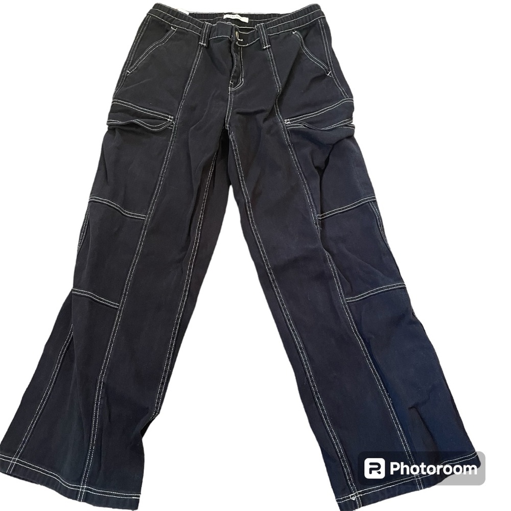 Pacsun Low Rise Puddle Pants Cargo Baggy Black Size L 32” Skate Tomboy Y2K